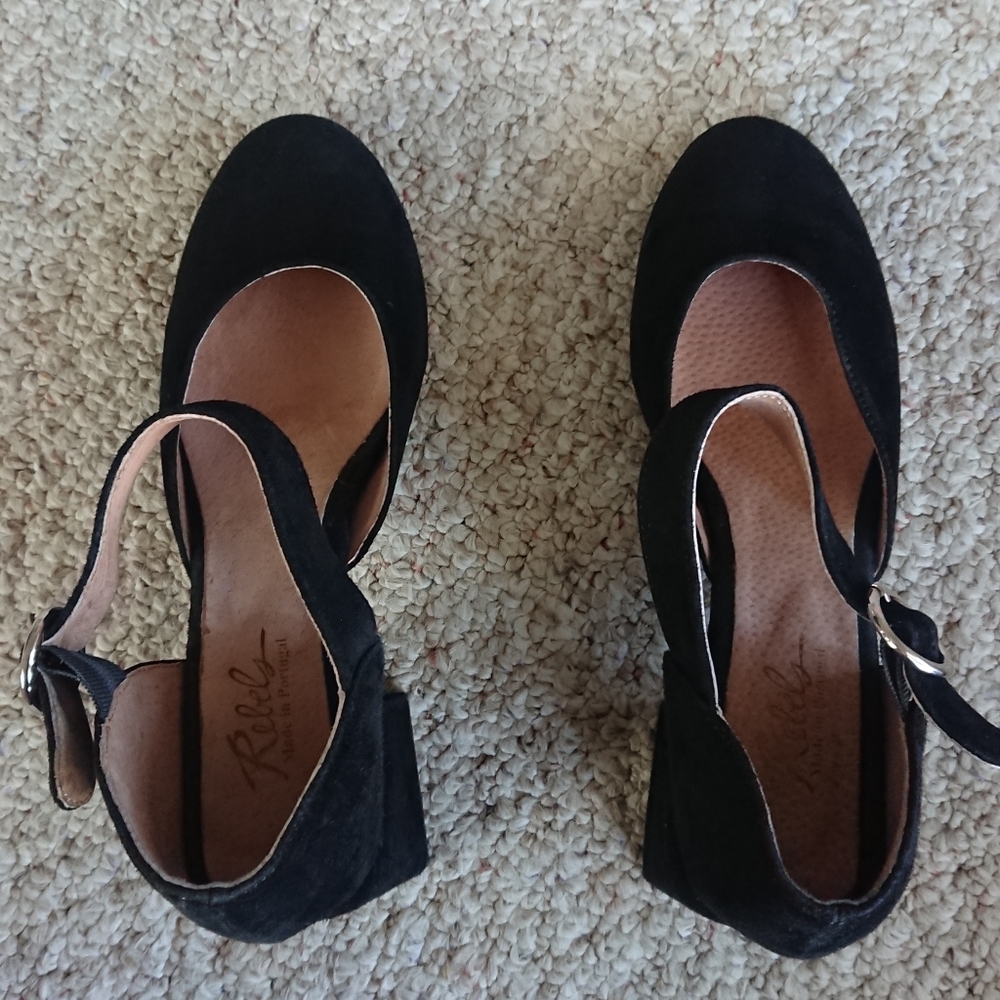 Rebels Black Suede Mary Jane Shoes size 7.5 - Picture 3 of 13